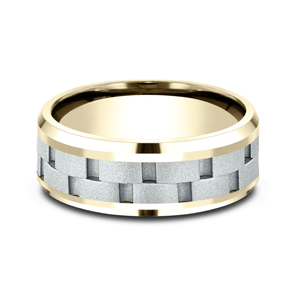 Two-Tone 8mm Comfort-Fit Design Wedding Ring