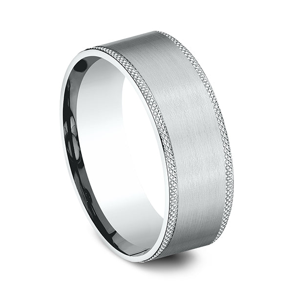 14k White Gold 8mm Comfort-Fit Design Wedding Band