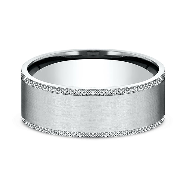 14k White Gold 8mm Comfort-Fit Design Wedding Band
