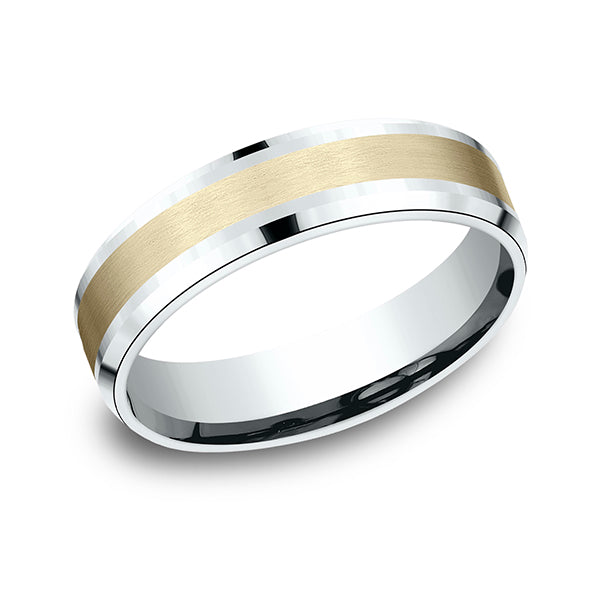 Two Tone 6mm Comfort-Fit Design Wedding Band