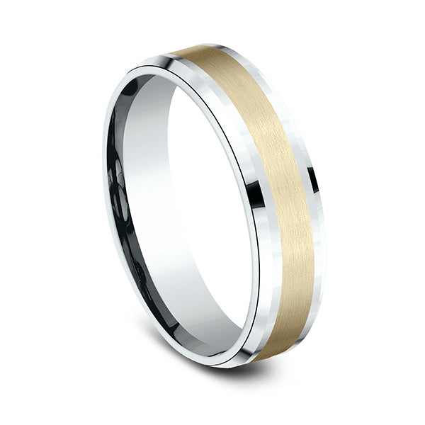 Two Tone 6mm Comfort-Fit Design Wedding Band
