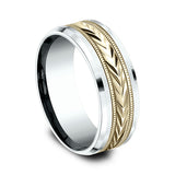 Two-Tone 8mm Comfort-Fit Design Wedding Band