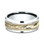 Two-Tone 8mm Comfort-Fit Design Wedding Band