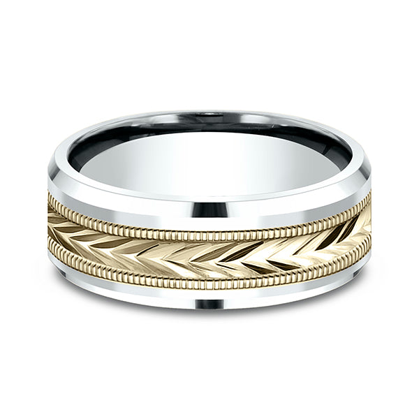 Two-Tone 8mm Comfort-Fit Design Wedding Band