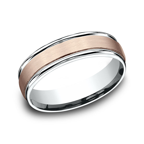 Two Tone 6mm Comfort-Fit Design Wedding Ring