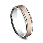 Two Tone 6mm Comfort-Fit Design Wedding Ring