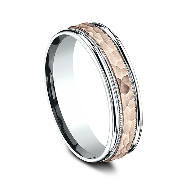 Two Tone 6mm Comfort-Fit Design Wedding Ring