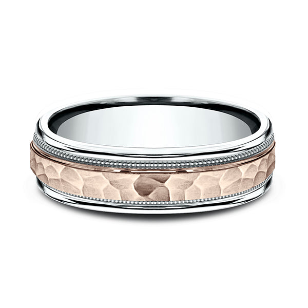 Two Tone 6mm Comfort-Fit Design Wedding Ring