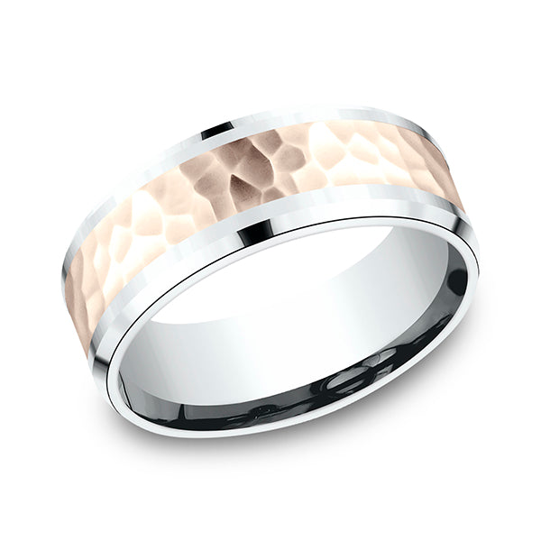 Two Tone 8mm Comfort-Fit Design Wedding Ring