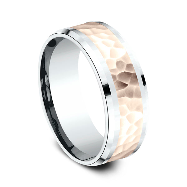 Two Tone 8mm Comfort-Fit Design Wedding Ring