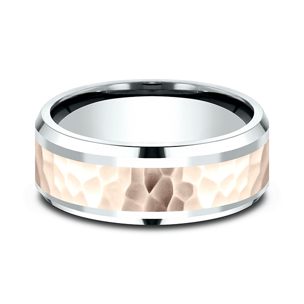 Two Tone 8mm Comfort-Fit Design Wedding Ring