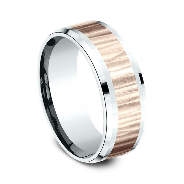 Two Tone 8mm Comfort-Fit Design Wedding Ring
