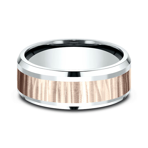 Two Tone 8mm Comfort-Fit Design Wedding Ring