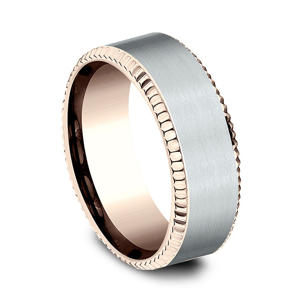 Two Tone 8mm Comfort-Fit Design Wedding Ring