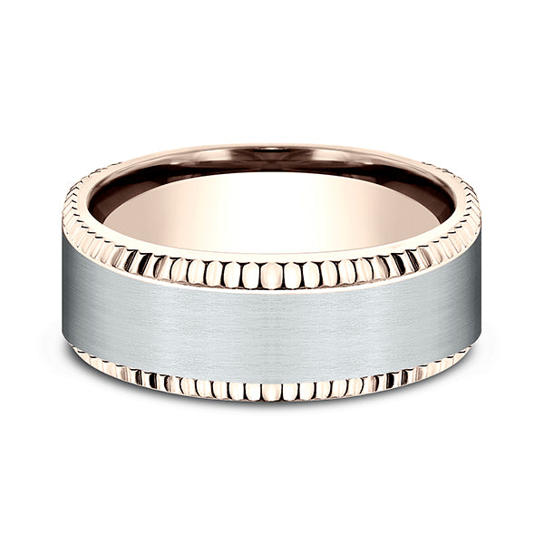 Two Tone 8mm Comfort-Fit Design Wedding Ring