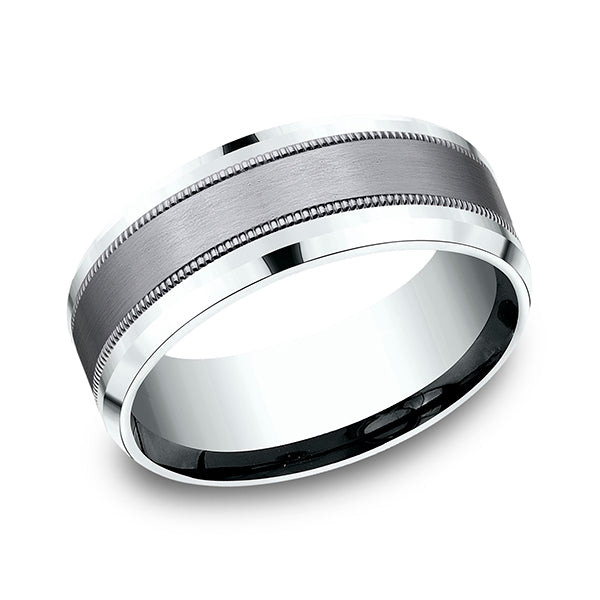 Ammara Stone 8mm Comfort-fit Design Wedding Band