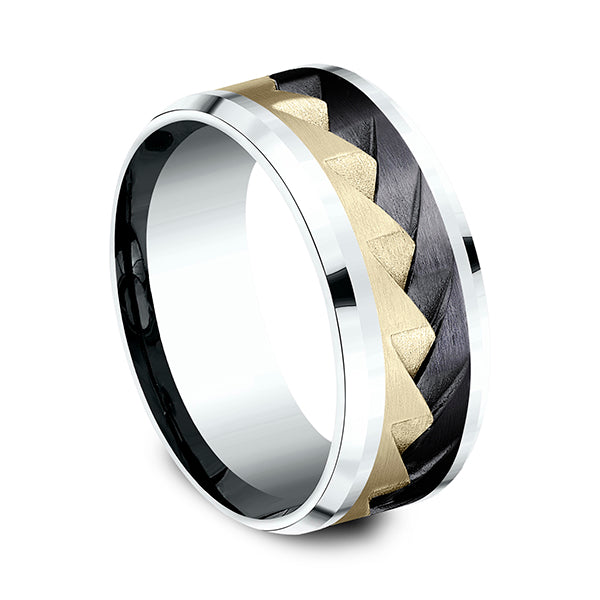 Ammara Stone 9mm Comfort-fit Design Wedding Band