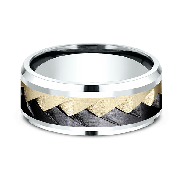 Ammara Stone 9mm Comfort-fit Design Wedding Band
