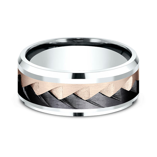 Ammara Stone 9mm Comfort-fit Design Wedding Band
