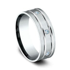 14K White Gold 8mm Comfort-Fit Diamond Wedding Band