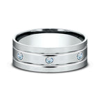 14K White Gold 8mm Comfort-Fit Diamond Wedding Band