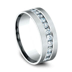 14K White Gold 8mm Comfort-Fit Diamond Wedding Band