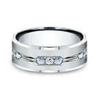 14K White Gold 6mm/8mm Comfort-Fit Diamond Wedding Band