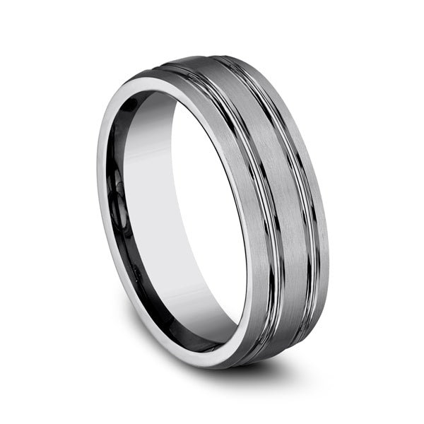 Tungsten 7mm Comfort-Fit Design Wedding Band