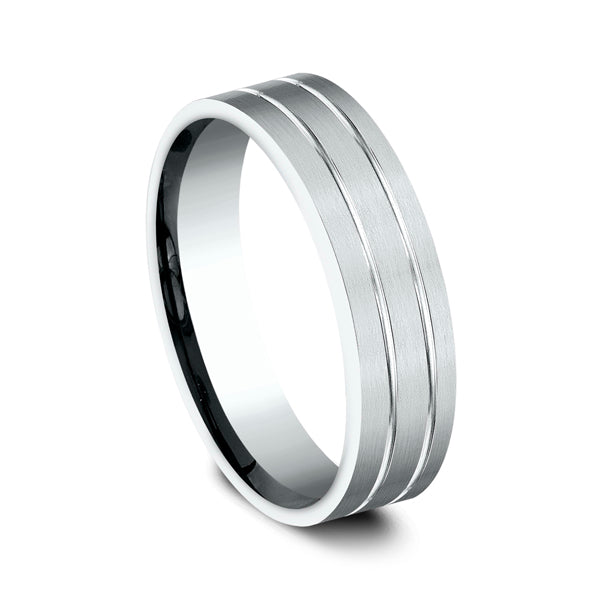 14K White Gold 6mm Comfort-Fit Design Wedding Ring