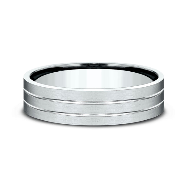 14K White Gold 6mm Comfort-Fit Design Wedding Ring