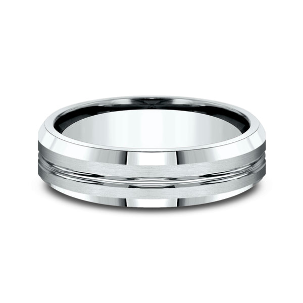 14K White Gold 6mm Comfort-Fit Design Wedding Ring