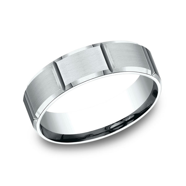 14K White Gold 6mm/8mm Comfort-Fit Design Wedding Ring