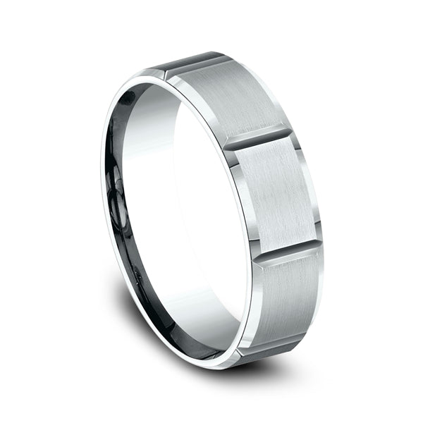 14K White Gold 6mm/8mm Comfort-Fit Design Wedding Ring