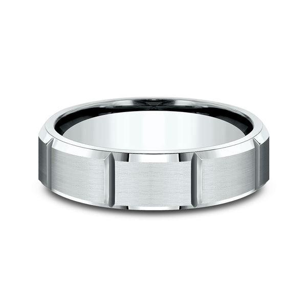 14K White Gold 6mm/8mm Comfort-Fit Design Wedding Ring