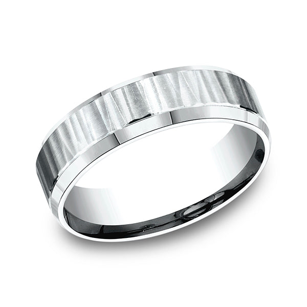 14K White Gold/Yellow Gold 6mm Comfort-Fit Design Wedding Band