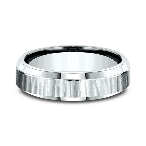 14K White Gold/Yellow Gold 6mm Comfort-Fit Design Wedding Band