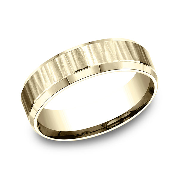 14K White Gold/Yellow Gold 6mm Comfort-Fit Design Wedding Band