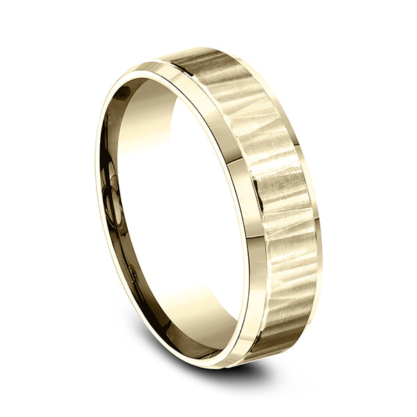 14K White Gold/Yellow Gold 6mm Comfort-Fit Design Wedding Band
