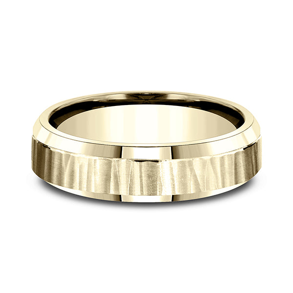 14K White Gold/Yellow Gold 6mm Comfort-Fit Design Wedding Band