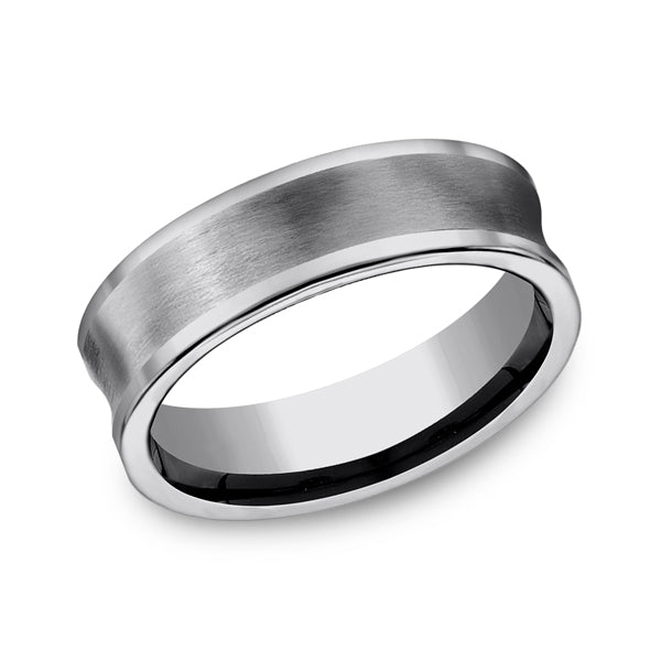 Tungsten 7mm Comfort-Fit Design Wedding Band