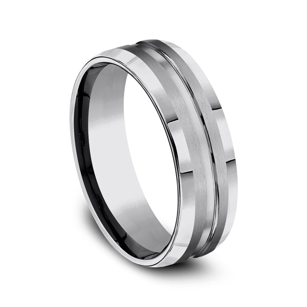 Tungsten 7mm Comfort-Fit Design Wedding Band