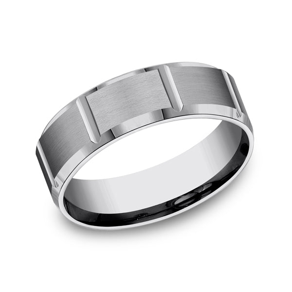 Tungsten 7mm Comfort-Fit Design Wedding Band