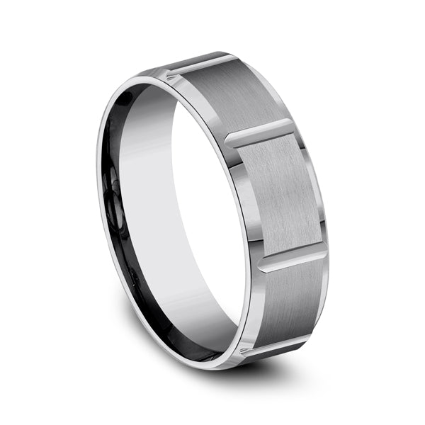 Tungsten 7mm Comfort-Fit Design Wedding Band