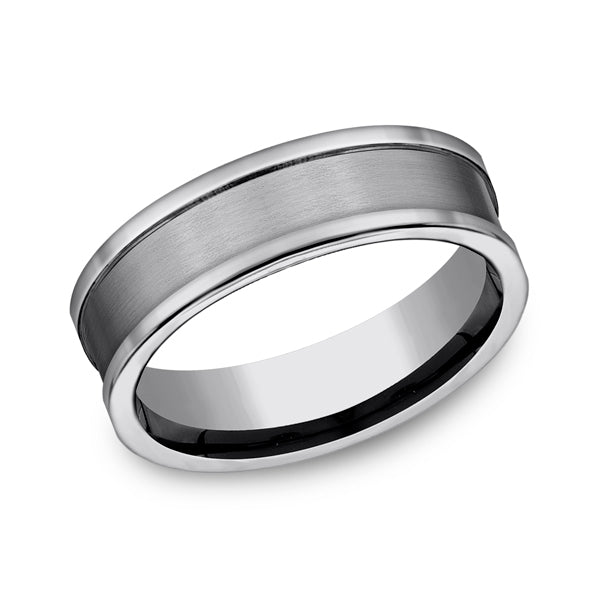 Tungsten 7mm Comfort-Fit Design Wedding Band