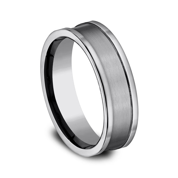 Tungsten 7mm Comfort-Fit Design Wedding Band