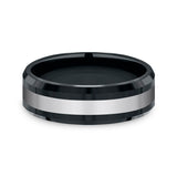 Tungsten and Seranite 7mm Two-Tone Comfort-Fit Wedding Band