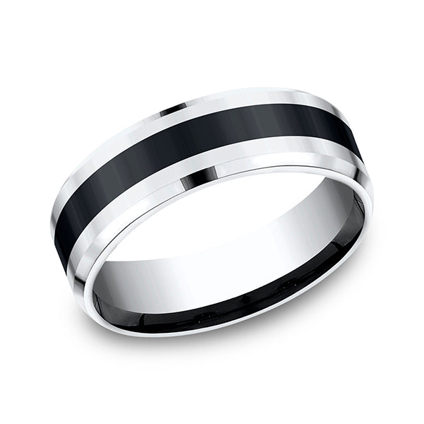 Cobalt and Ceramic 7mm Comfort-Fit Design Wedding Band