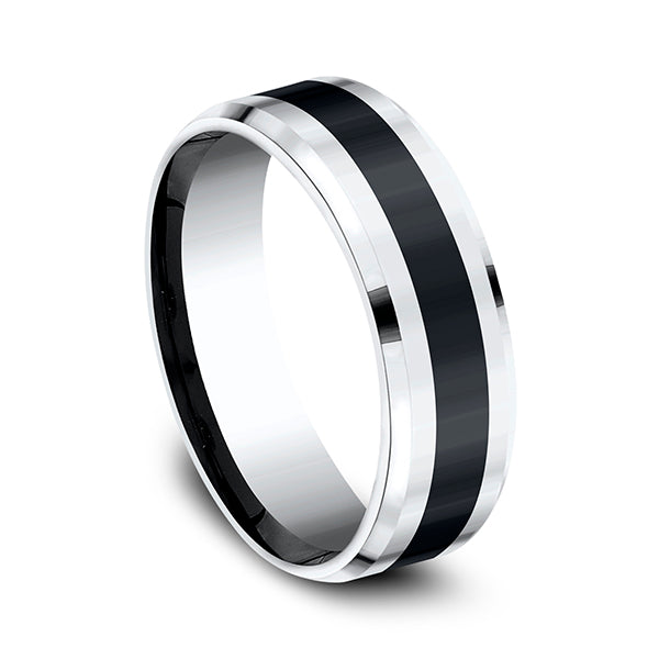 Cobalt and Ceramic 7mm Comfort-Fit Design Wedding Band