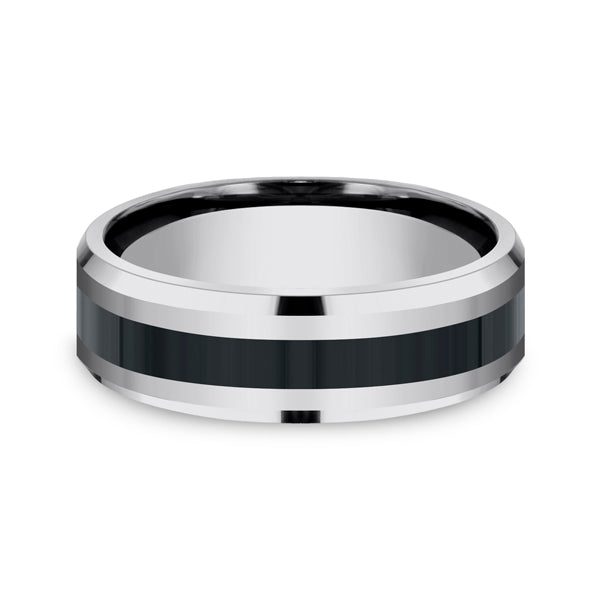 Tungsten and Seranite 7mm Two-Tone Comfort-Fit Wedding Band