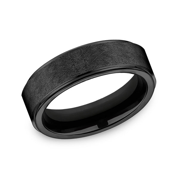 Black Titanium 7mm Comfort-Fit Design Wedding Band